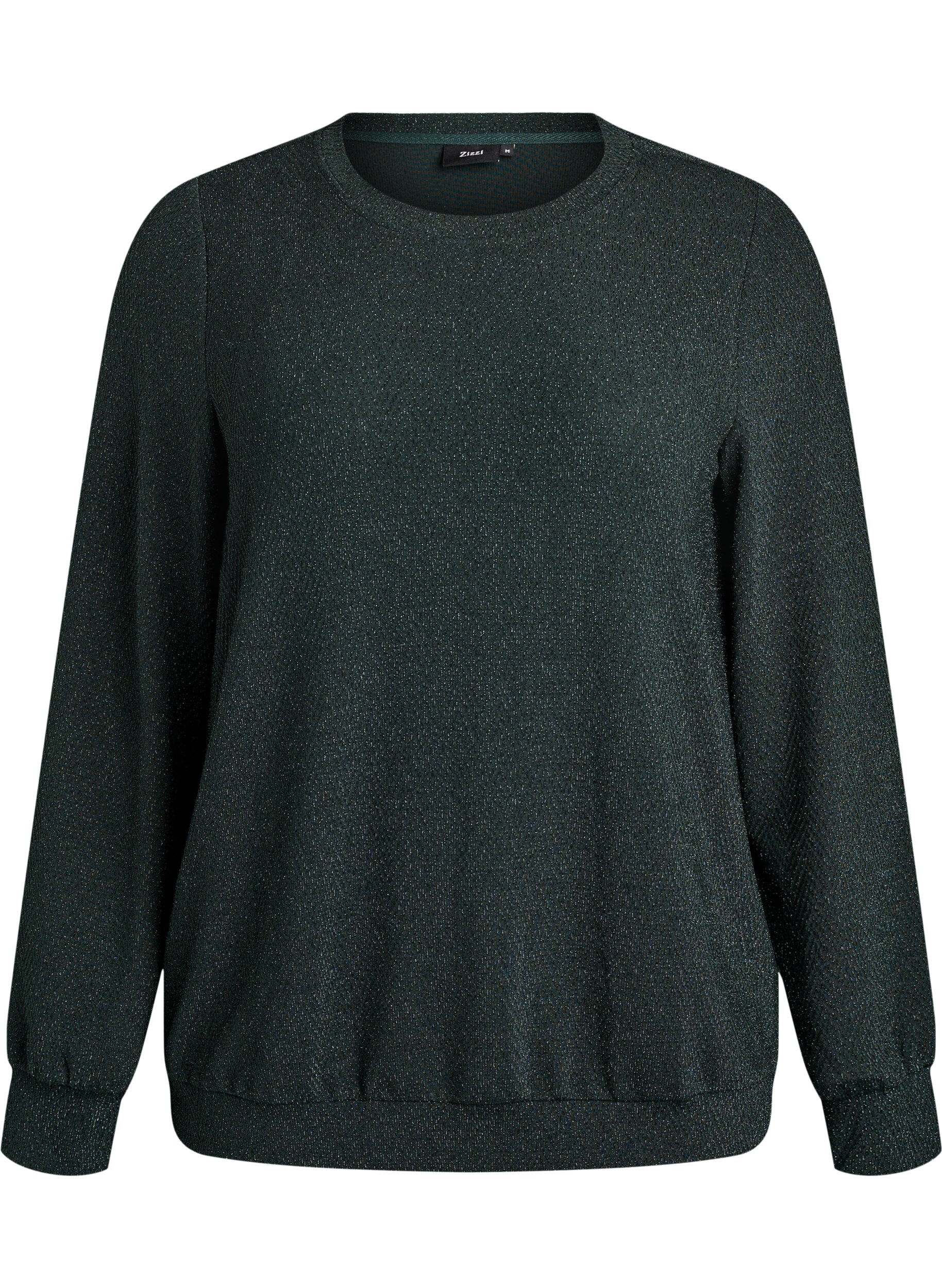 Blouse with herringbone pattern and glitter thread