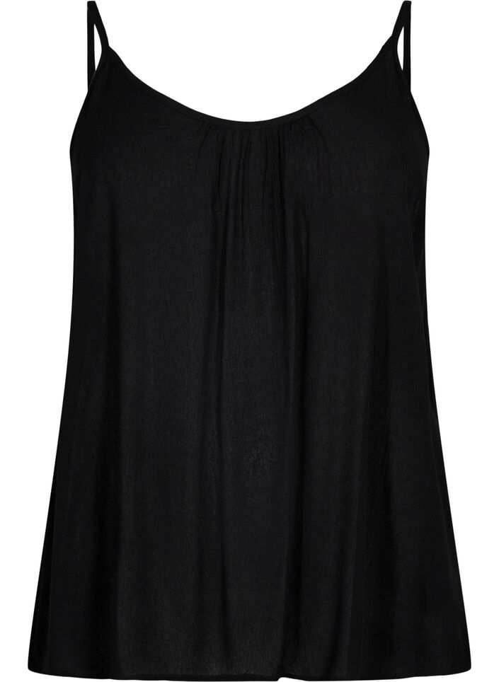Strap top in viscose, Black, Packshot image number 0