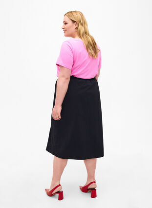 Midi skirt with slit and cargo pocket, Black, Model image number 1