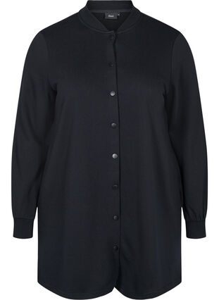 Sweater jacket with button fastening, Black, Packshot image number 0