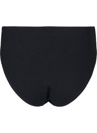 High-waisted crepe texture bikini bottom, Black, Packshot image number 1