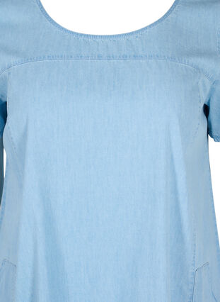 Short-sleeved denim dress with pockets, Light blue denim, Packshot image number 2