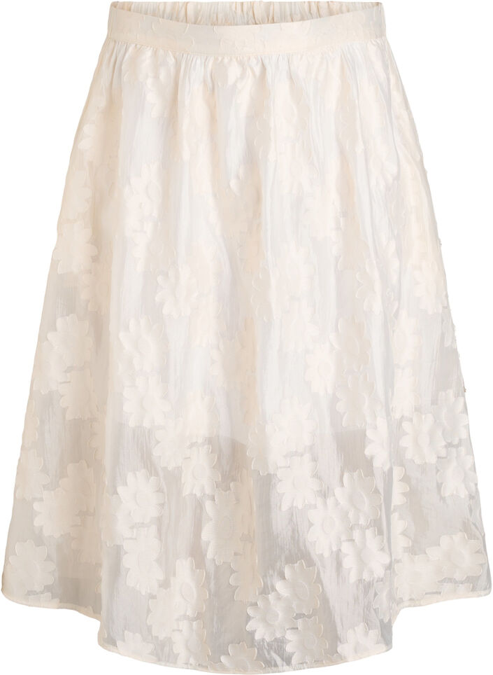 Floral jacquard midi skirt, Vanilla, Packshot image number 0