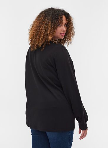 Sweatshirt with a round neckline and long sleeves, Black, Model image number 1