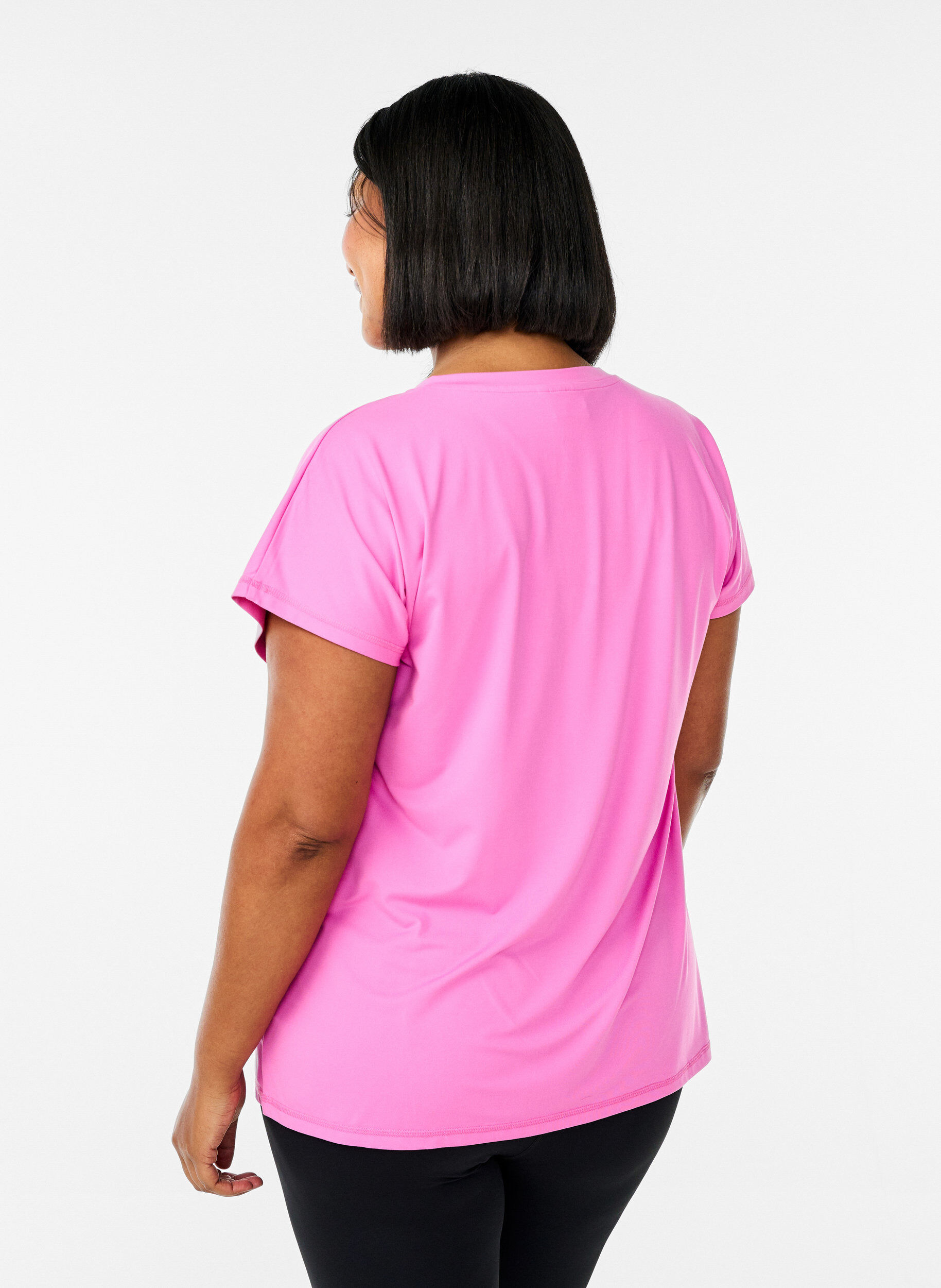 Zizzifashion Loose training t-shirt with v-neck, Pink, Model image number 1