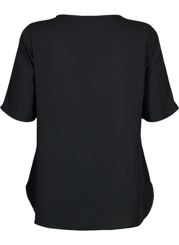 V-neck blouse with zipper, Black, Packshot image number 1