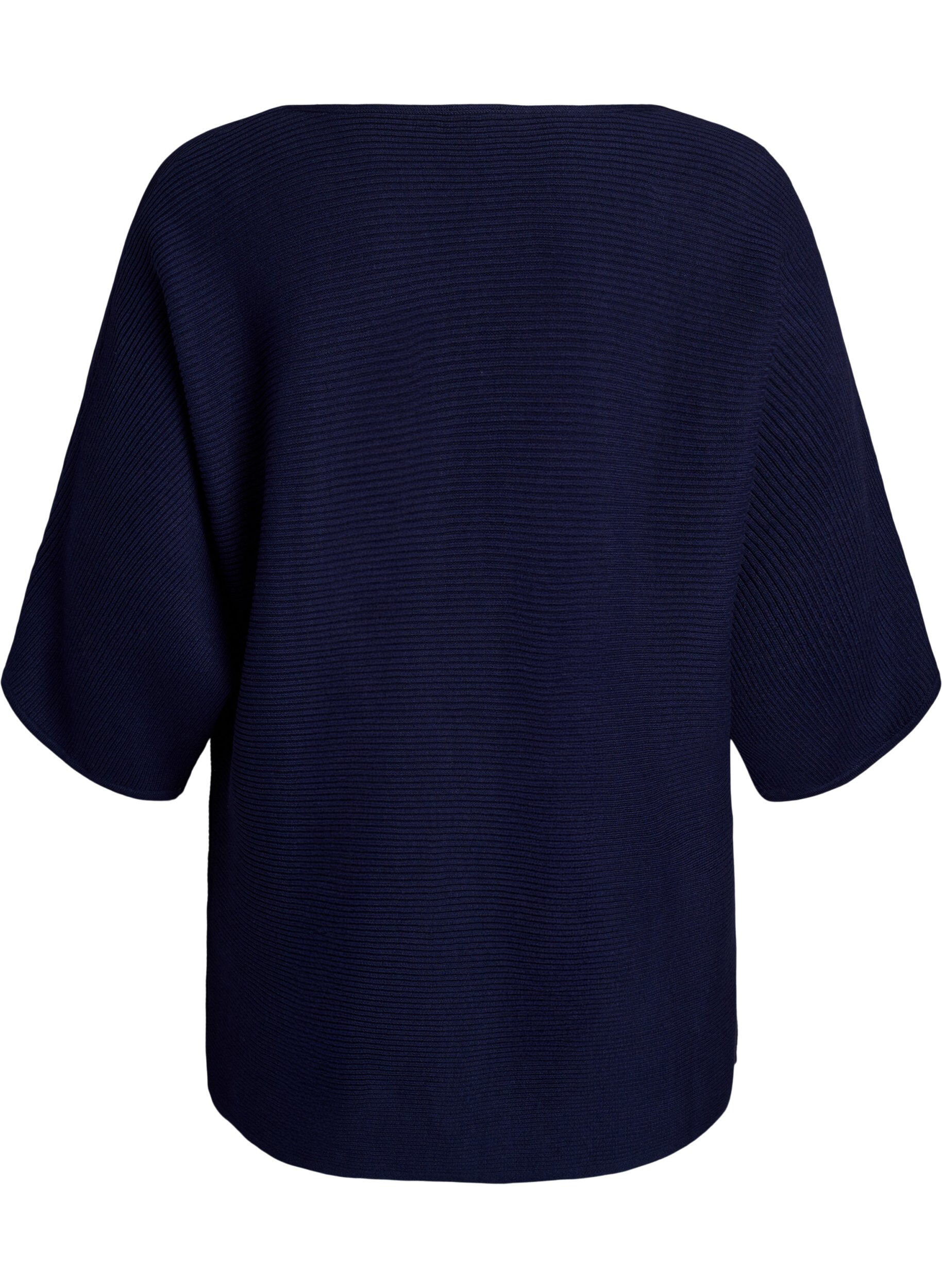 Zizzifashion Knitted top with a boat neck and 1/2 sleeves, Blue, Packshot image number 1