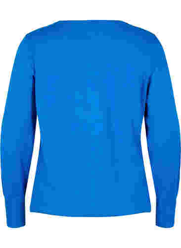 Plain coloured knitted jumper with rib details, Skydiver Mel., Packshot image number 1