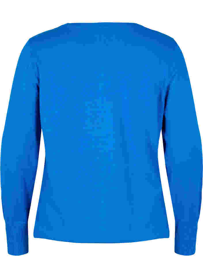 Plain coloured knitted jumper with rib details, Skydiver Mel., Packshot image number 1