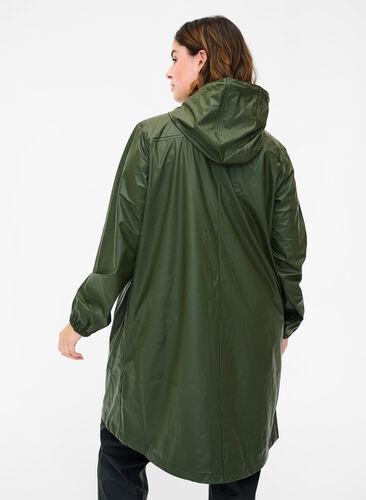 Rain jacket with hood and button fastening, Forest Night, Model image number 1