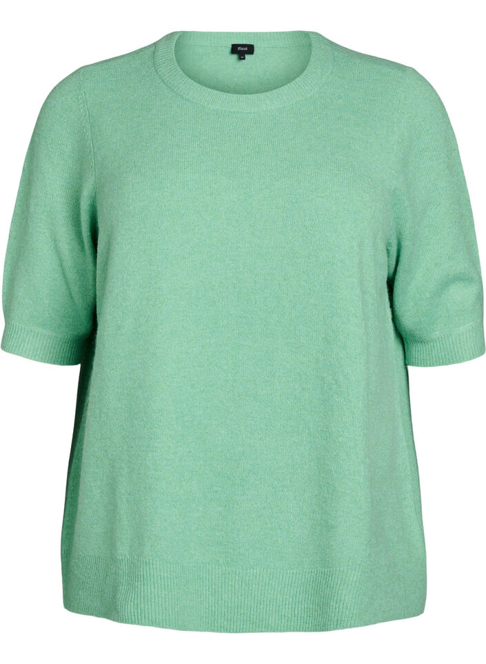 Knitted blouse with short sleeves, Green, Packshot image number 0
