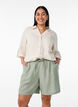 Loose shorts in linen and viscose, Green, Model image number 0
