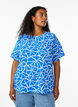 Short-sleeved blouse with round neck, Blue, Model image number 0