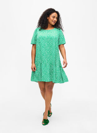 FLASH - Dress in viscose with cutline, Bright Green Wh. AOP, Model image number 2