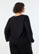Viscose blouse with V-neck and balloon silhouette, Black, Model image number 2