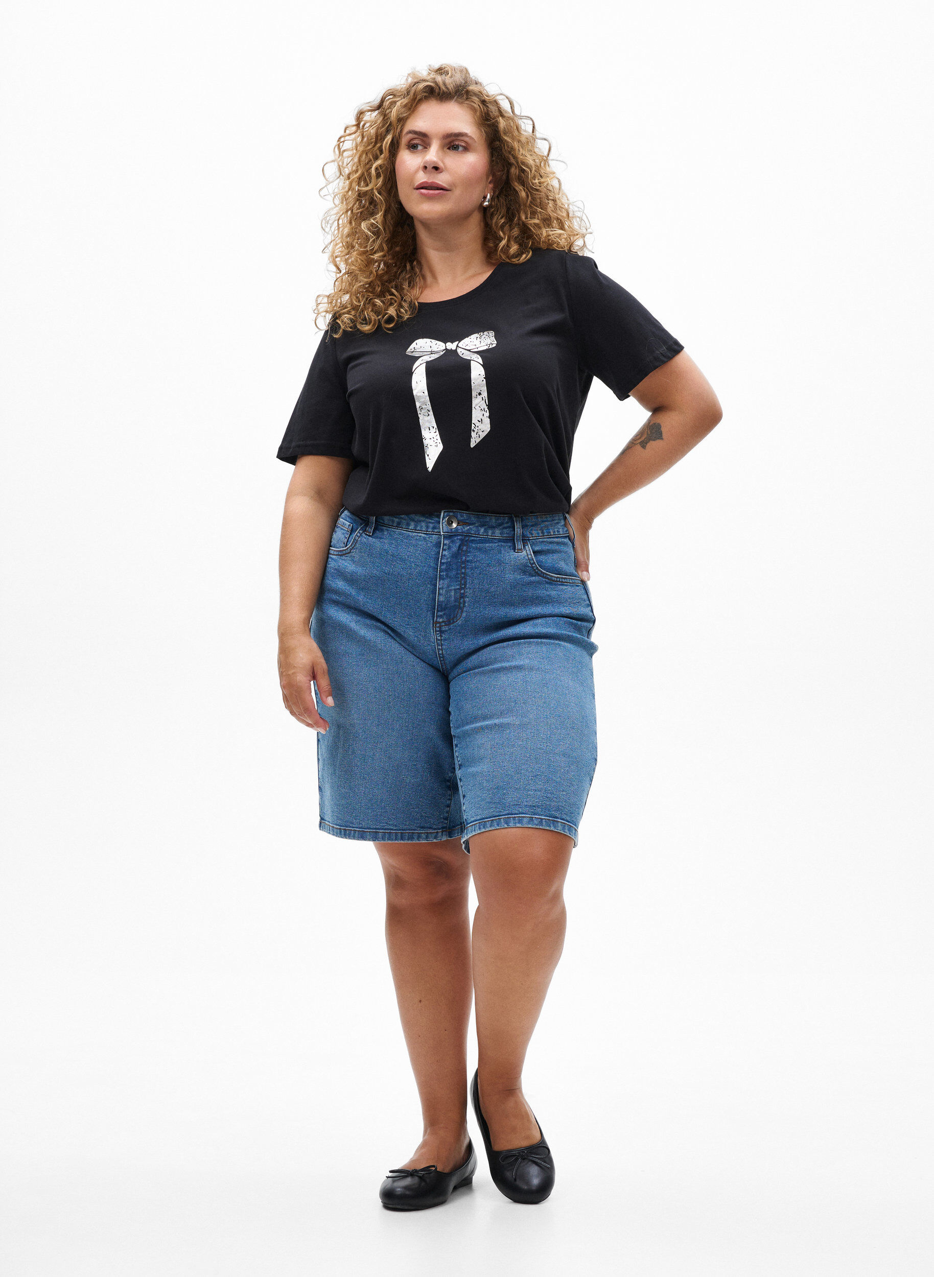 ZizzifashionT-shirt with motif, Black, Model image number 1