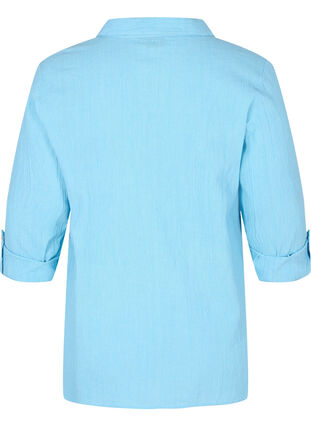 Blouse with 3/4-length sleeves and buttons, Alaskan Blue, Packshot image number 1