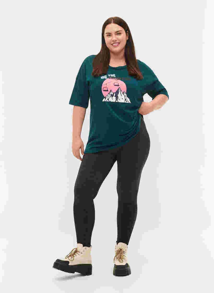 Printed cotton t-shirt, Deep Teal/Sea Pink, Model image number 2