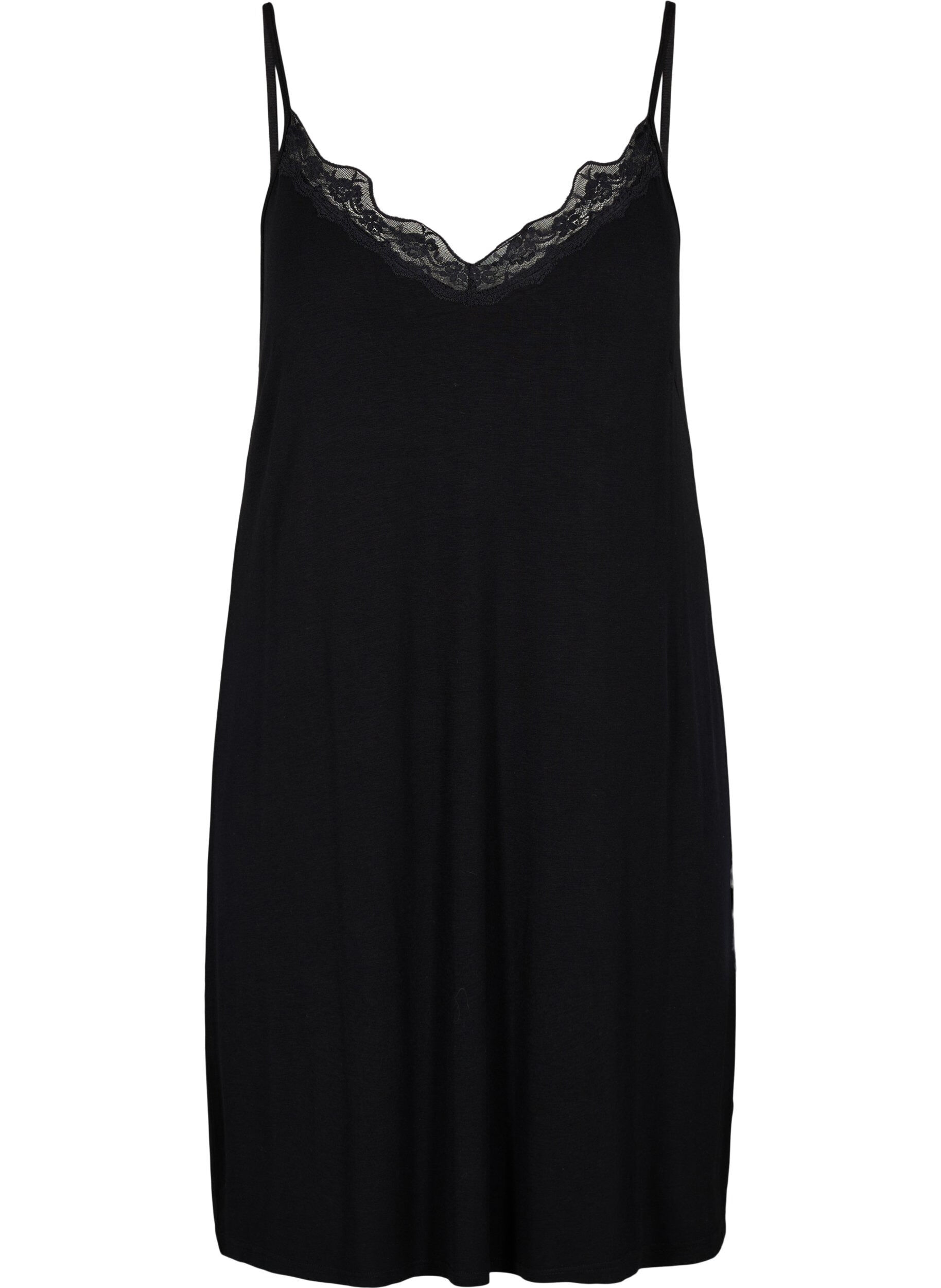Viscose nightgown with lace trim