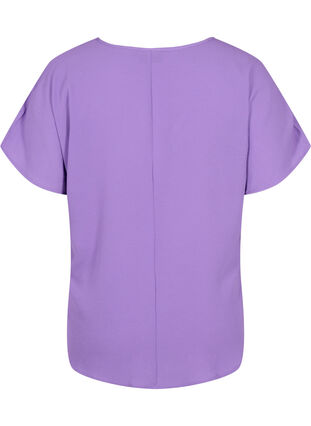 Blouse with short sleeves and a round neckline, Deep Lavender, Packshot image number 1