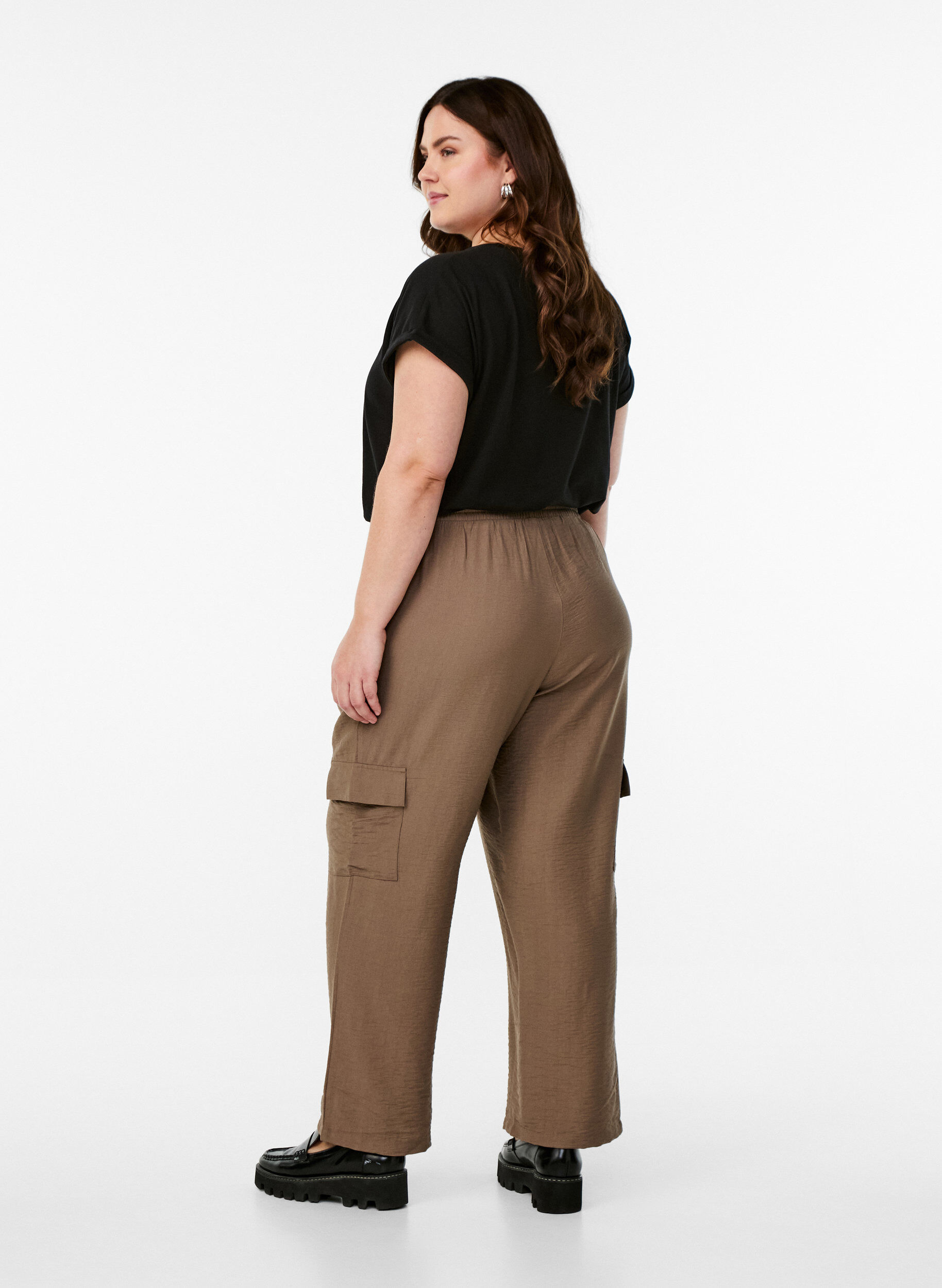 Zizzifashion High-waisted cargo trousers, Beige, Model image number 1