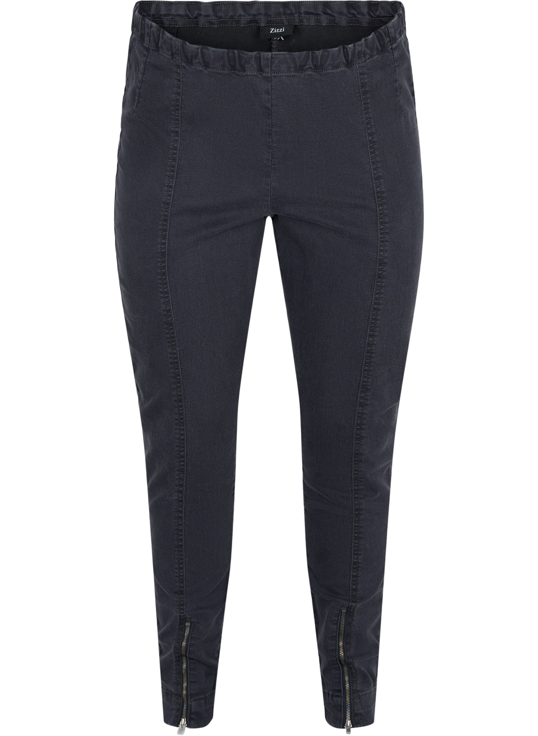 Zizzifashion Jeggings with zip detail, Grey Wash, Packshot image number 0