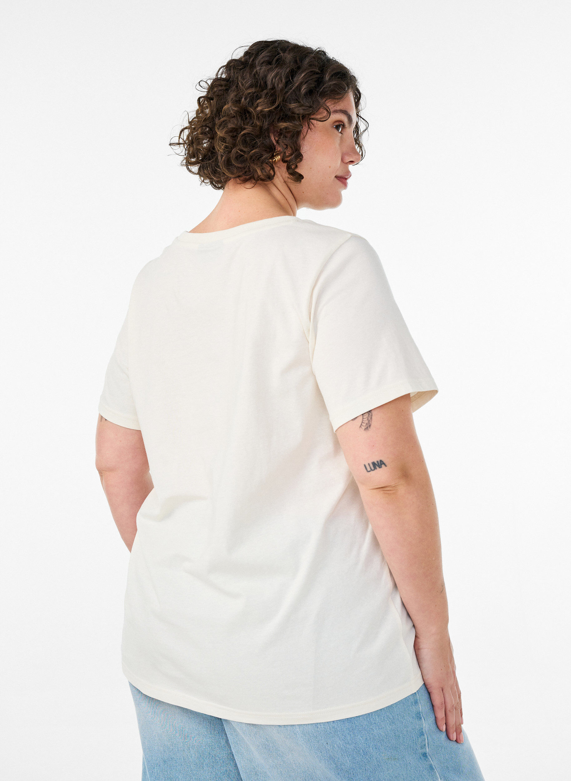 ZizzifashionCotton T-shirt with print, Vanilla, Model image number 2