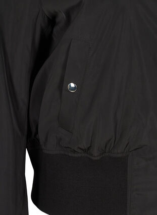 Bomber jacket with pockets and ribbed fabric, Black, Packshot image number 3