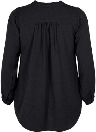 Long-sleeved blouse with v-neck, Black, Packshot image number 1