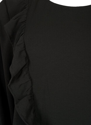 Long sleeve blouse with ruffles, Black, Packshot image number 2