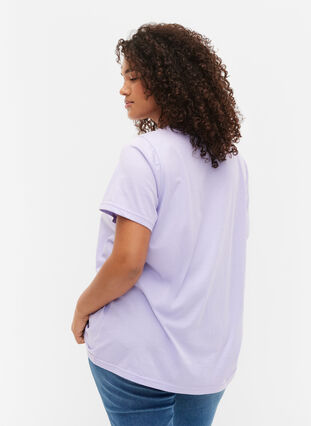 Cotton t-shirt with print detail, Lavender ARIZONA, Model image number 1