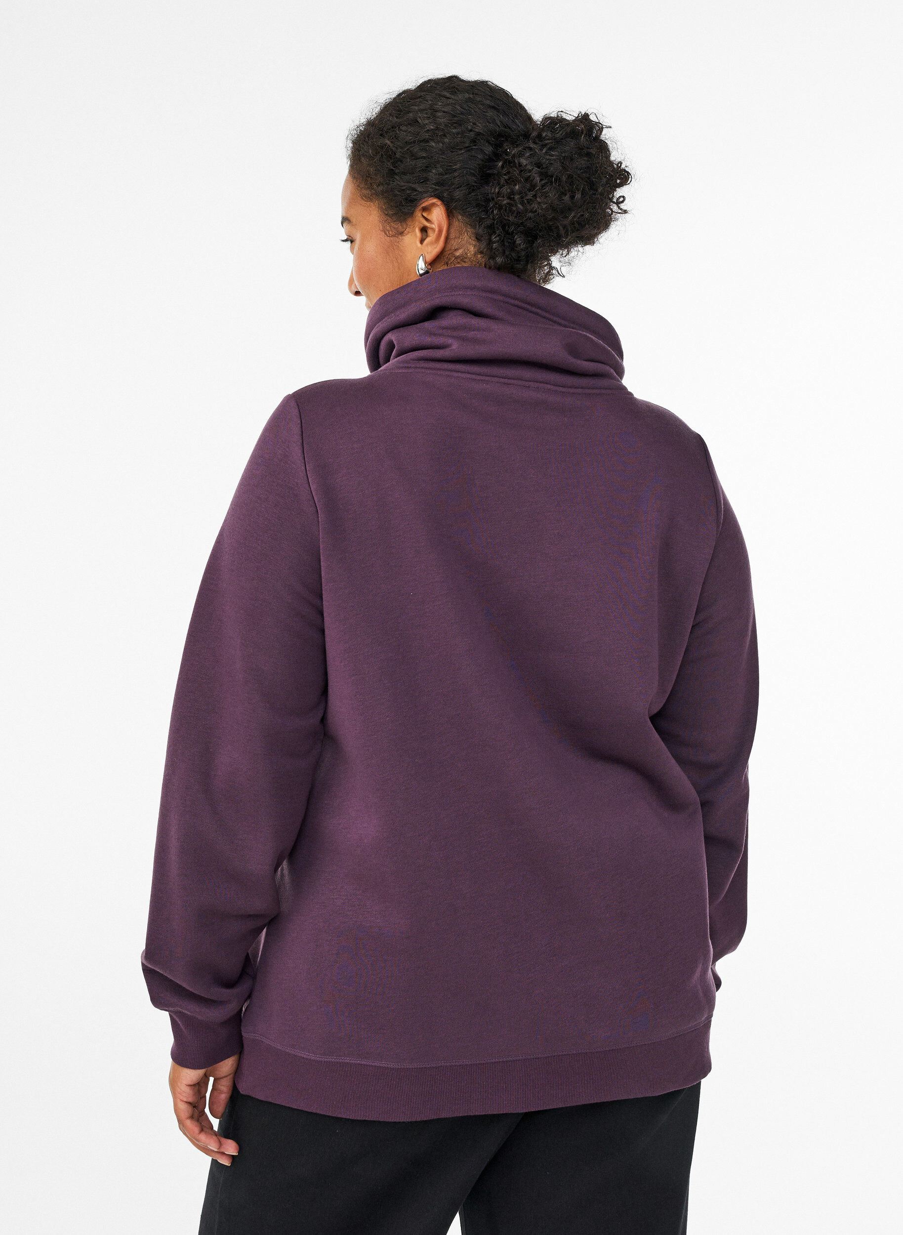ZizzifashionSweatshirt with high collar and pockets, Purple, Model image number 2