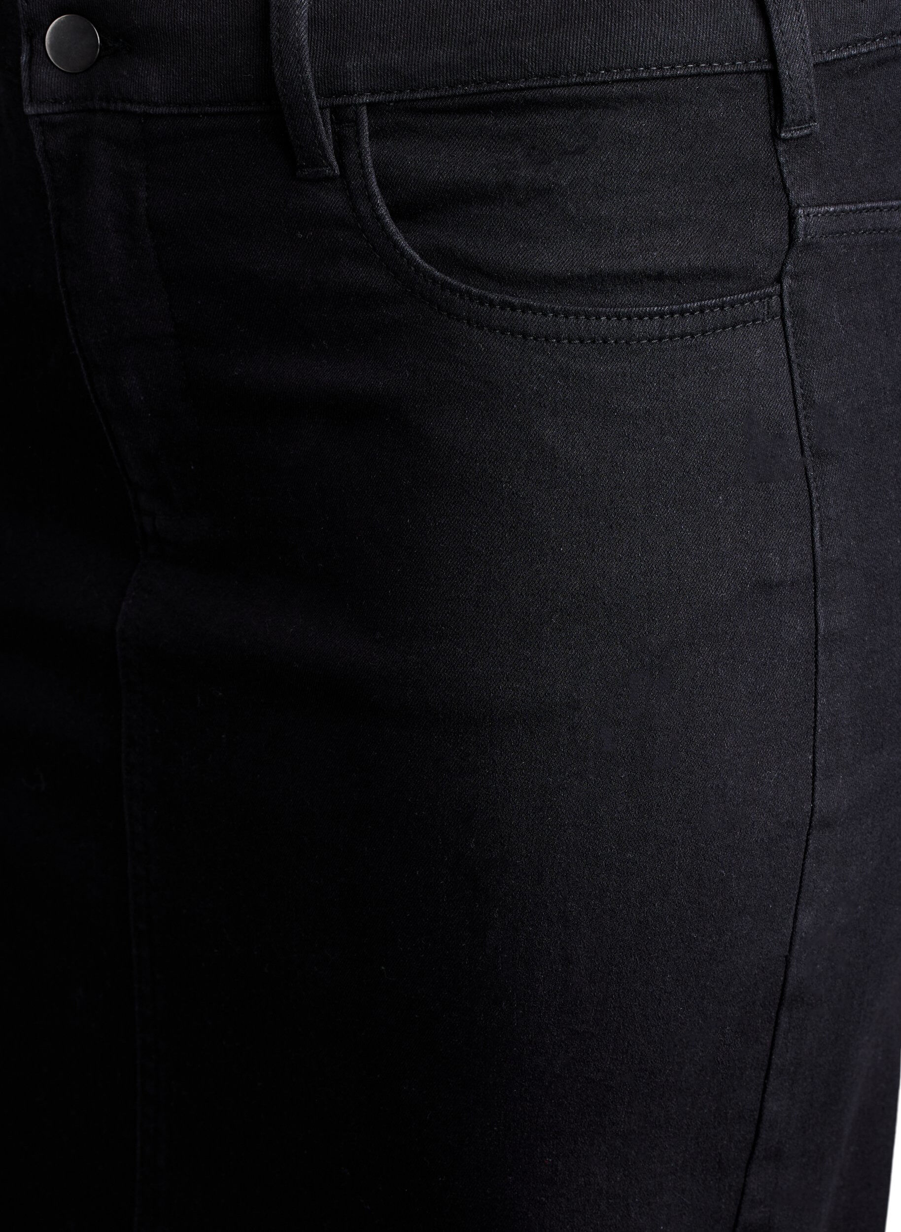 Zizzifashion FLASH - Midi denim skirt with a front slit, Black, Packshot image number 2