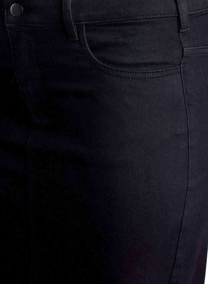 FLASH - Midi denim skirt with a front slit, Black, Packshot image number 2