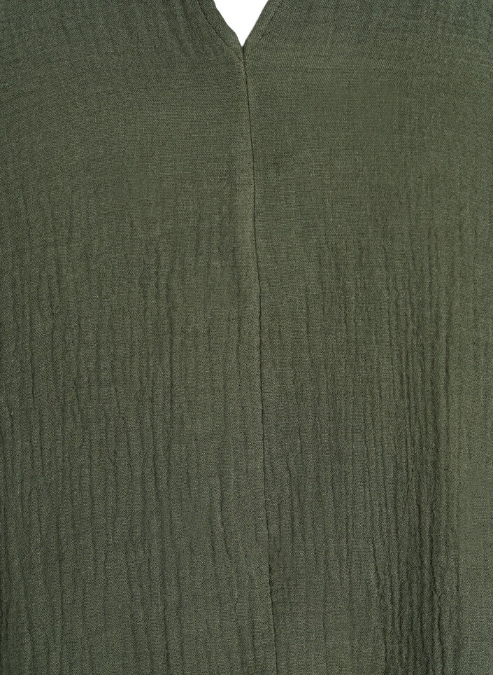 Cotton muslin tunic with short sleeves, Green, Packshot image number 2