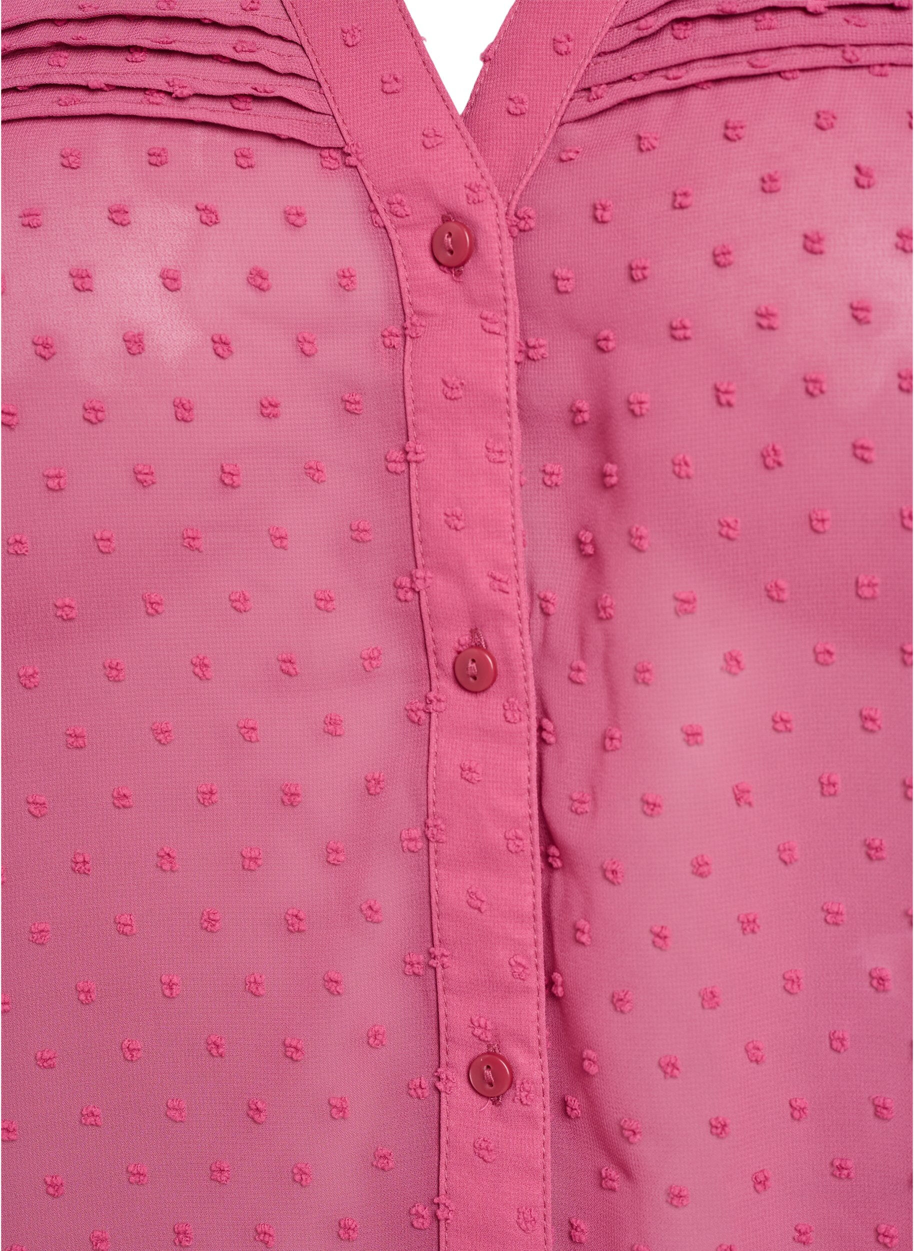 Zizzifashion Short-sleeved shirt blouse with dotted texture, Rose, Packshot image number 2
