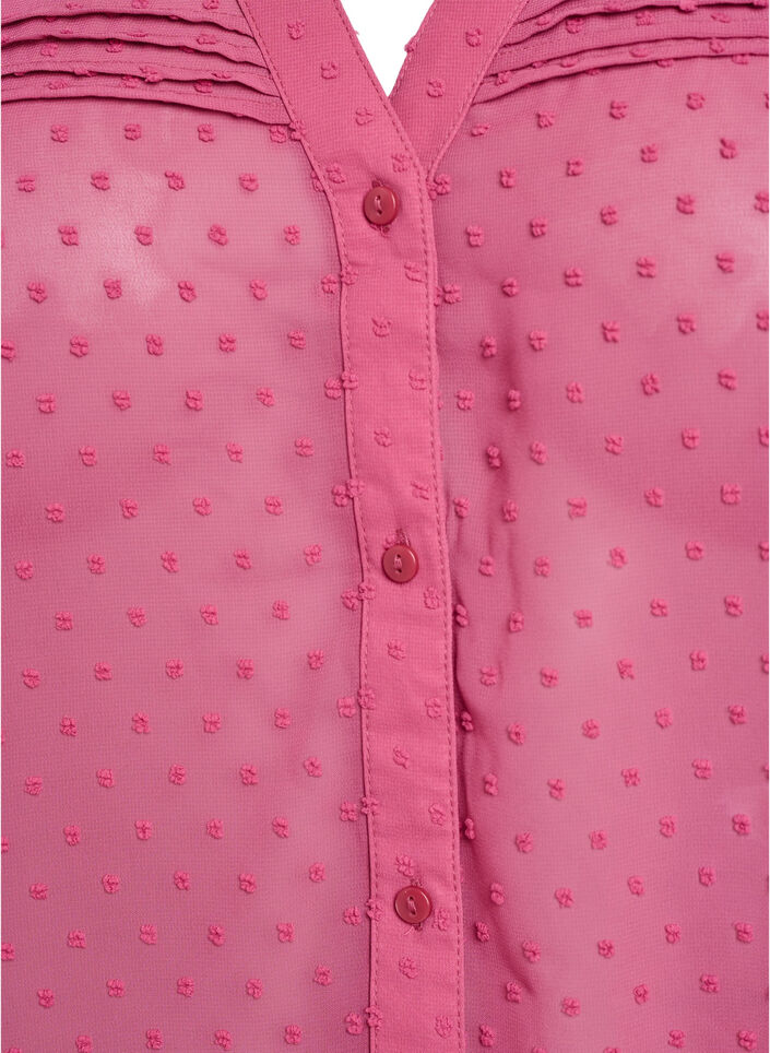 Short-sleeved shirt blouse with dotted texture, Rose, Packshot image number 2
