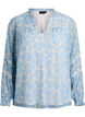 Chiffon blouse with floral print and crochet trim, Light Blue, Packshot image number 0