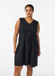 Sleeveless cotton muslin dress with tie string, Black, Model image number 0