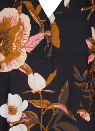 100% viscose blouse with paisley print, Black Flower AOP, Packshot image number 2