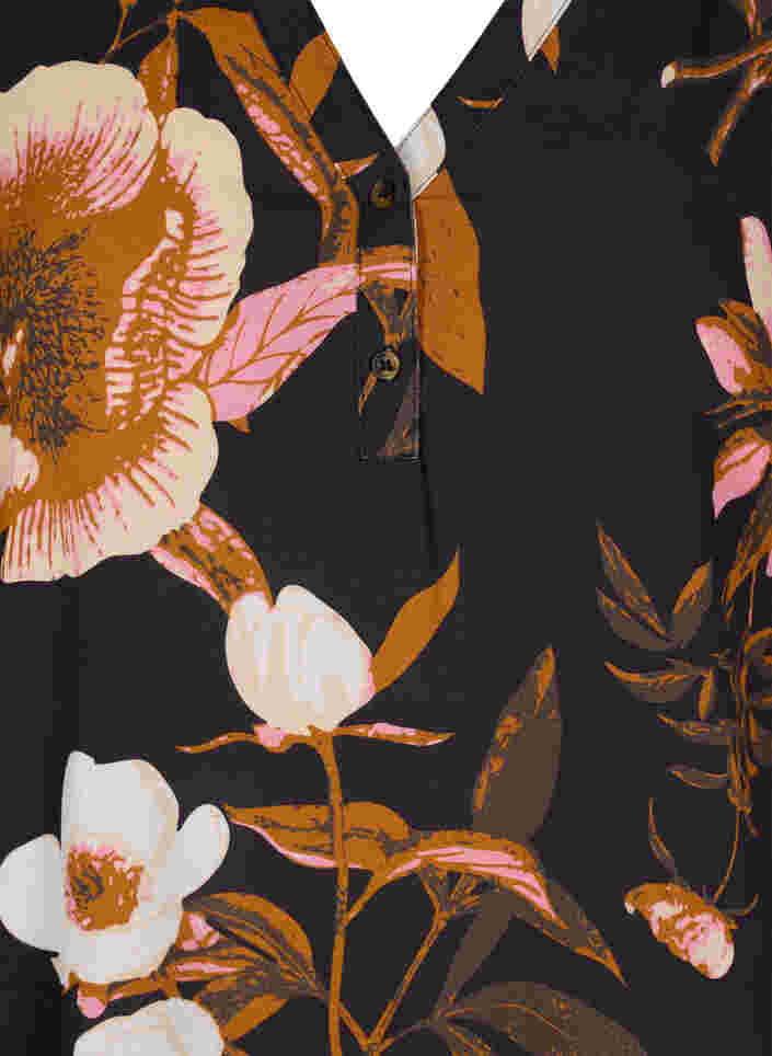 100% viscose blouse with floral print, Black Flower AOP, Packshot image number 2