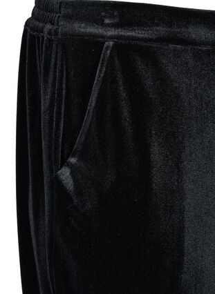 Loose trousers in velour, Black, Packshot image number 2