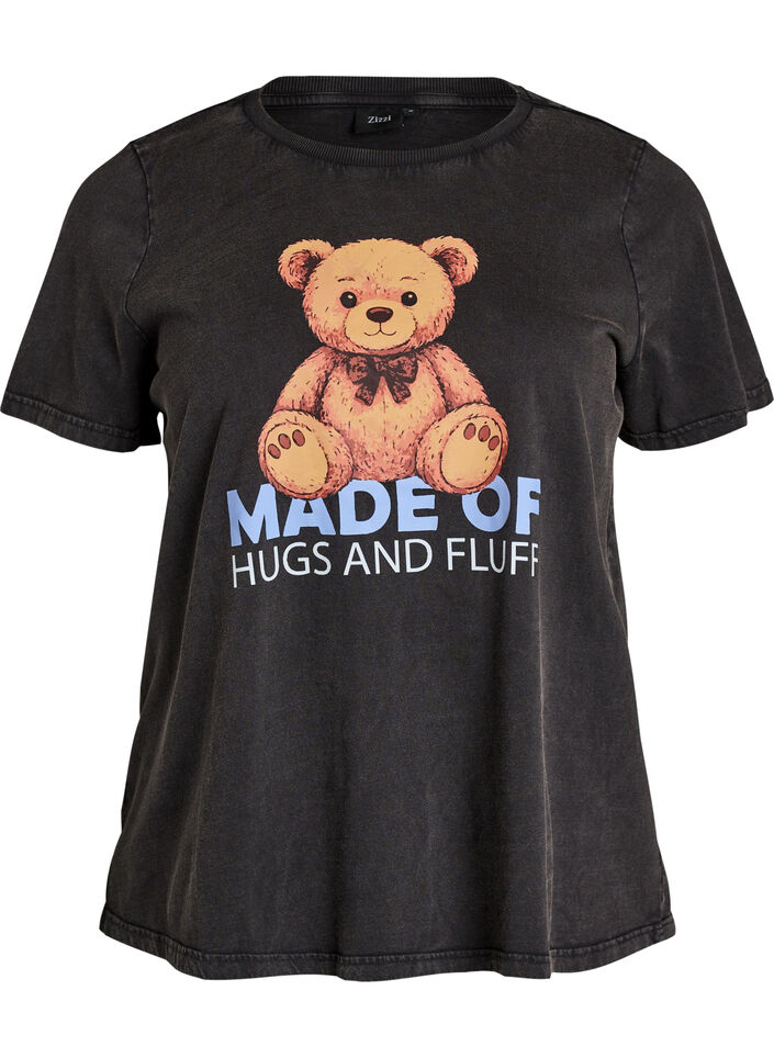Organic cotton graphic T-shirt, Black, Packshot image number 0