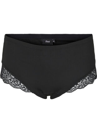 Light shapewear knickers with lace trim, Black, Packshot image number 0