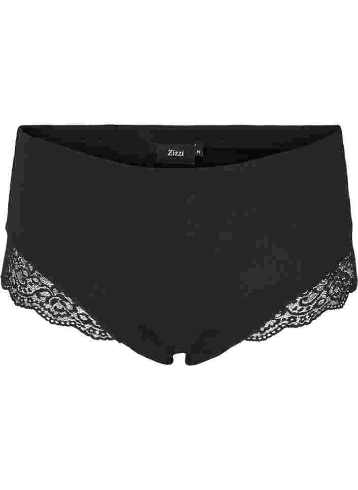 Light shapewear knickers with lace trim, Black, Packshot image number 0
