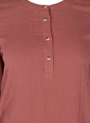 Cotton blouse with buttons and 3/4 sleeves, Wild Ginger, Packshot image number 2