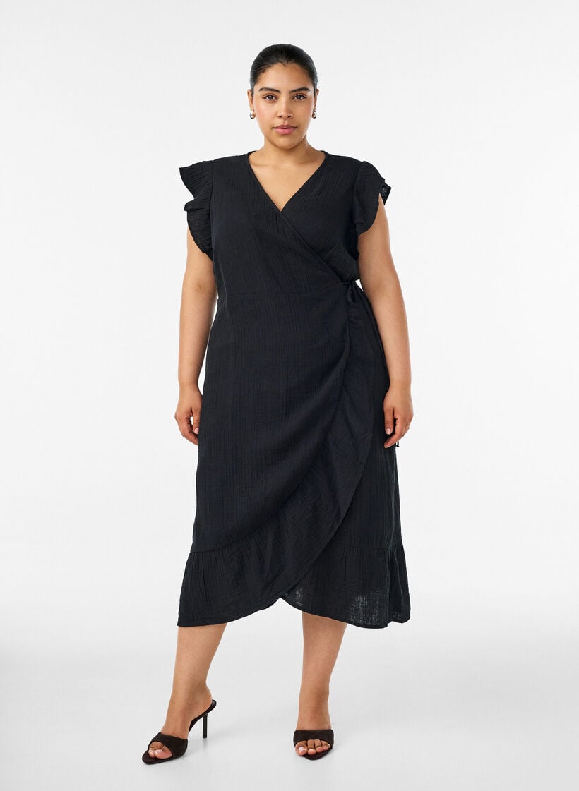 cotton on ruffle wrap dress Wrap dress in cotton muslin with ruffles