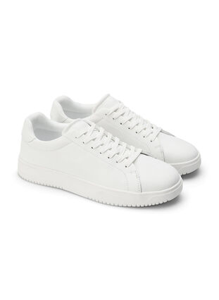 Wide fit leather trainers , White, Packshot image number 3