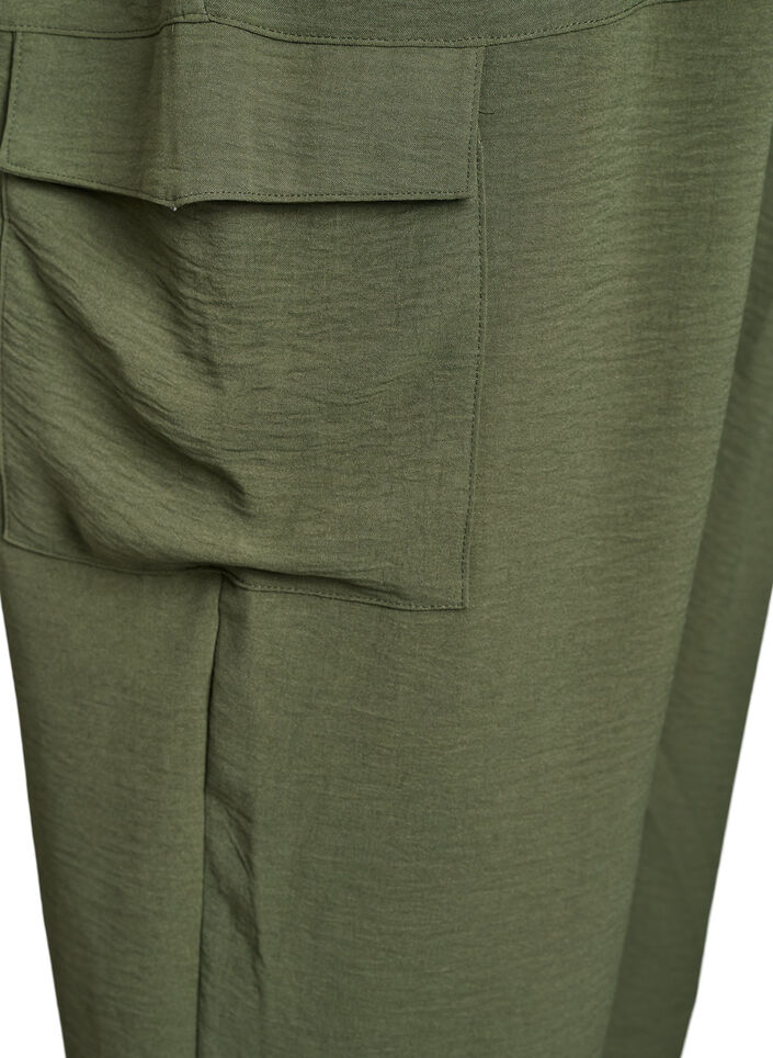 Harem trousers with cargo pockets and elasticated waist, Green, Packshot image number 3