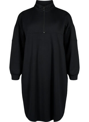 Sweatdress in modal mix with high neck, Black, Packshot image number 0